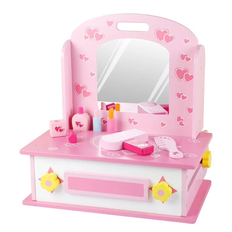 New wooden baby kitchen and dressing table two-in-one set for children's toy
