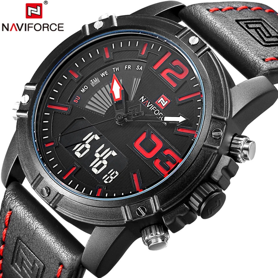 Часы NAVIFORCE мужские спортивные армейские кварцевые аналоговые светодиодные