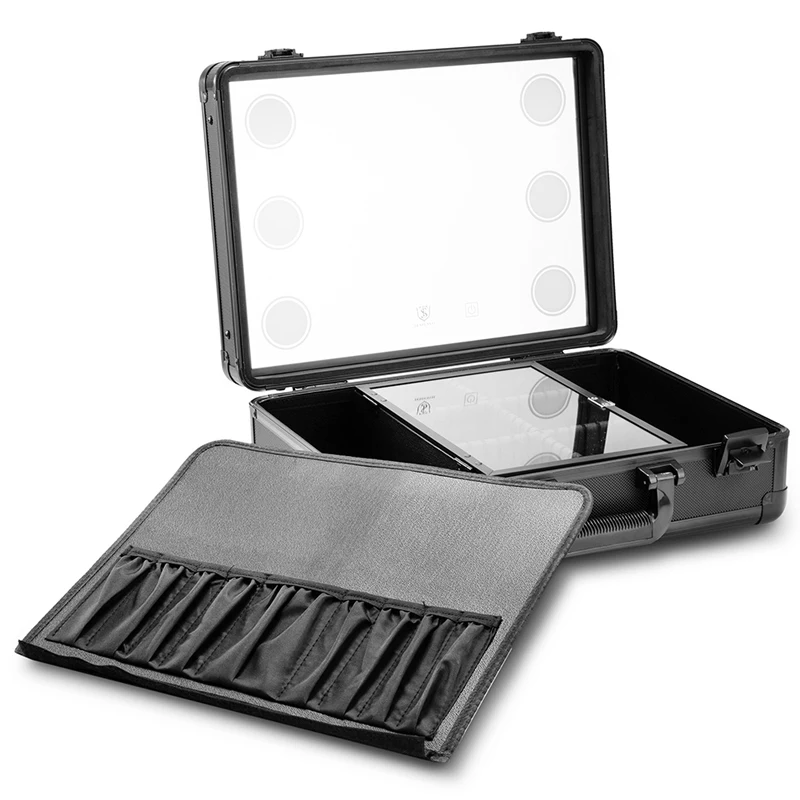 

Makeup Train Case, Pro Aluminum Cosmetic Organizer Box Bag With LED & Mirror, Large Capacity Beauty Artist Cosmetic Tools Storag