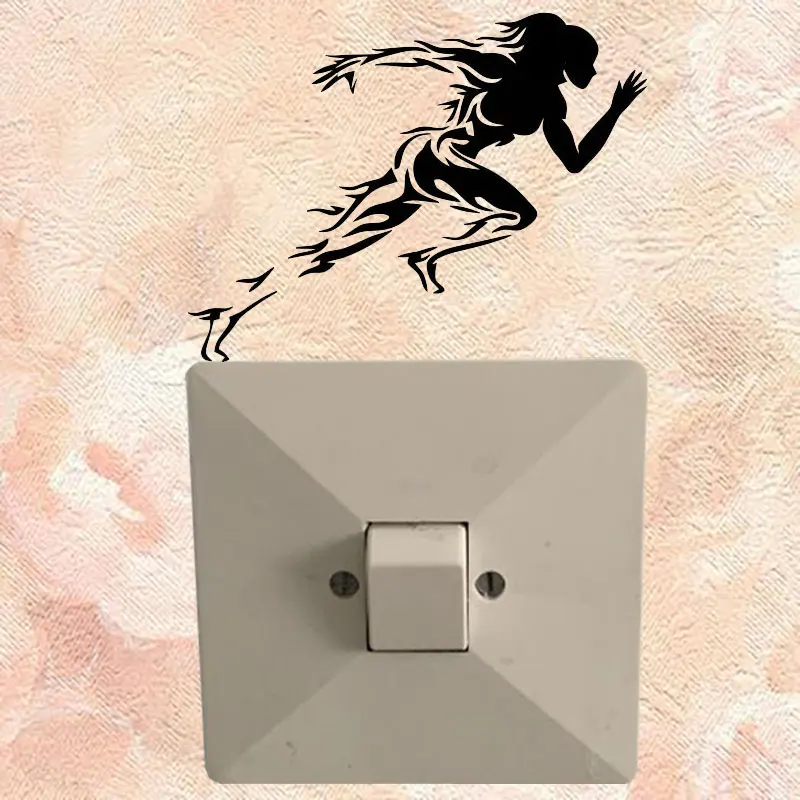 YJZT Runner стикер настенный для спортзала переключатель света Виниловая наклейка