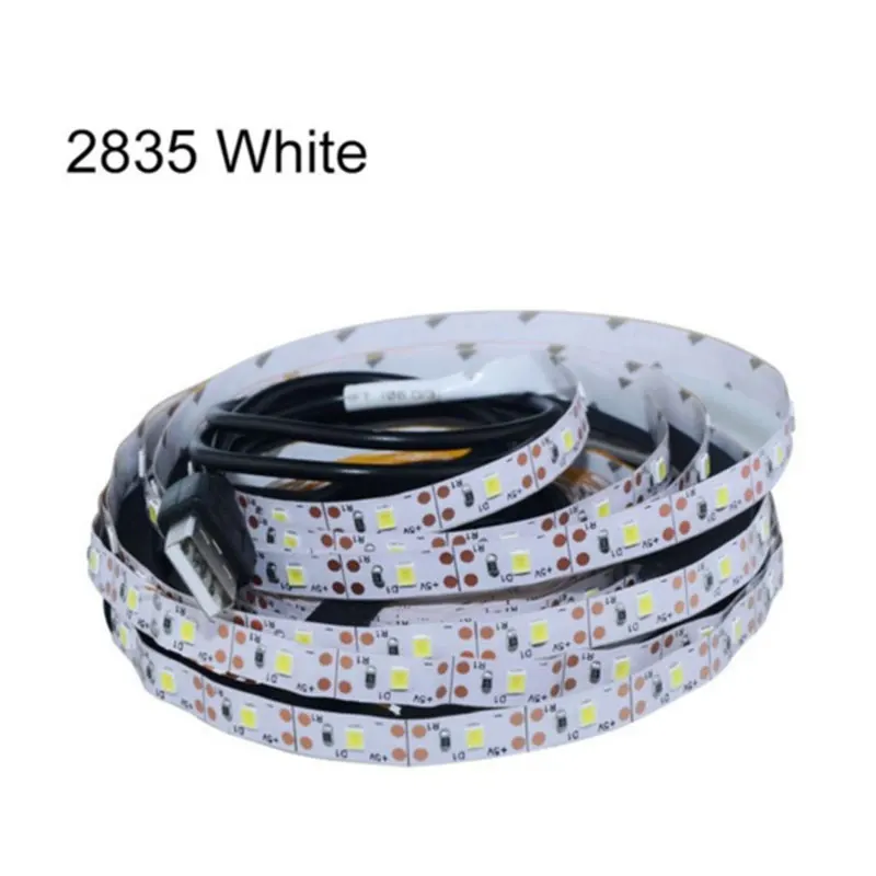 5 в USB кабель светодиодный светильник SMD 5050 2835 50 см 1 м 2 м 3 м 4 м 5 м Рождественский гибкий светодиодный светильник в полоску s ТВ фоновый светильник ing - Испускаемый цвет: 2835 White