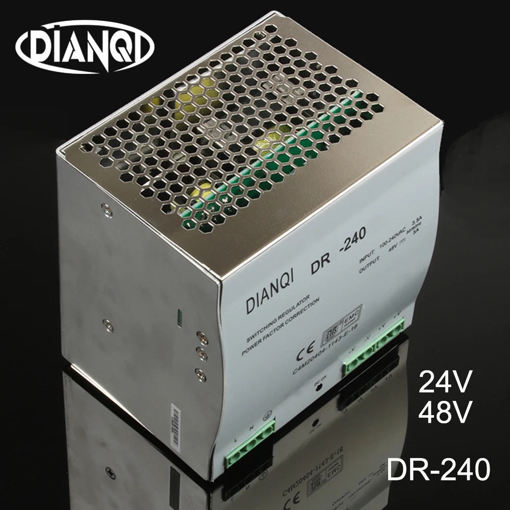 DIANQI din рейка один выход блок питания DR 240w 24 В 48 ac dc преобразователь для светодиодной ленты 240 высокого
