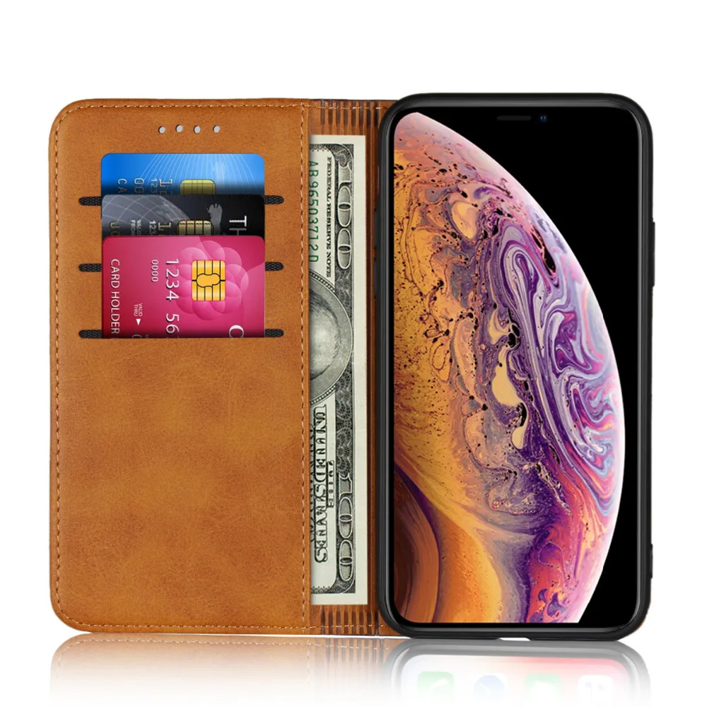 LUCKBUY для iphone X XR XS Max классический цветной чехол кошелек из искусственной кожи с