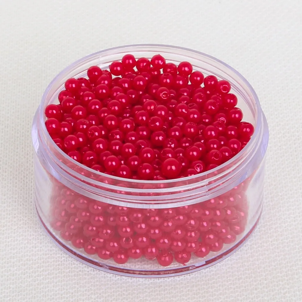Бусины круглые красные 1000 мм искусственный пластиковый жемчуг шт. 4 | Украшения и