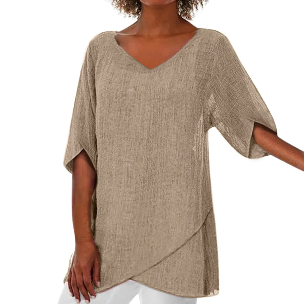 Модная женская блузка размера плюс, Женские топы и блузки shein haut femme, женские топы, летние нестандартные одноцветные топы, блузка Z4 - Цвет: C