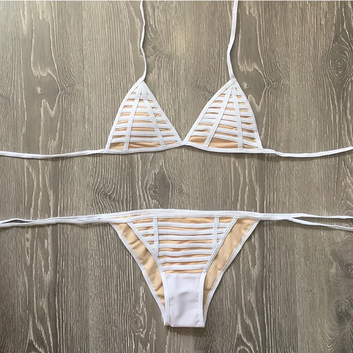 Бикини Женщины Плавание Установить Сплошной Цвет Бюстгальтера Полосатый Брюк