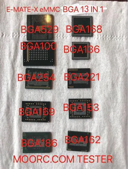 Newes E подручная коробка E-mate X памяти на носителе EMMC BGA 13 в 1 Поддержка BGA100/136/168/153/169/162/186/221/529/254 для легкий JTAG плюс UFI коробка Riff