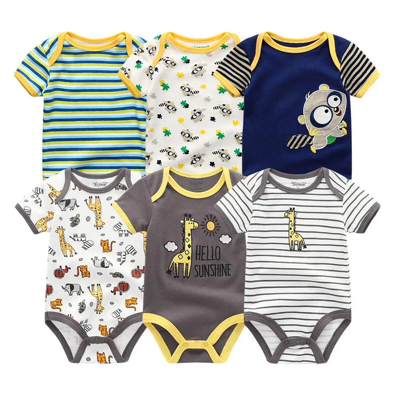 baby boy clothes10 6 шт./лот из хлопка для новорожденных 0-12 M для маленьких девочек одежда Боди Roupa de bebe летние для маленьких мальчиков одежда Костюмы комплекты единорог - Цвет: baby boy clothes10