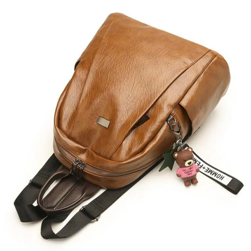 Женский рюкзак из искусственной кожи с медвежонком и карманом для наушников