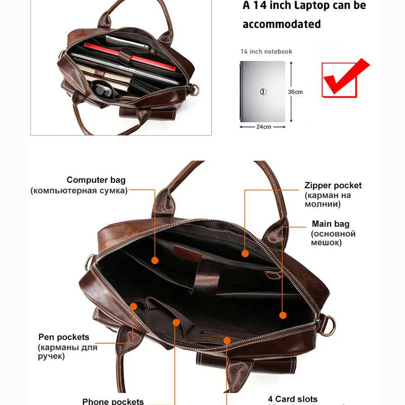 WESTAL деловой компьютерный портфель s для ноутбука 14 ''Мужская сумка из