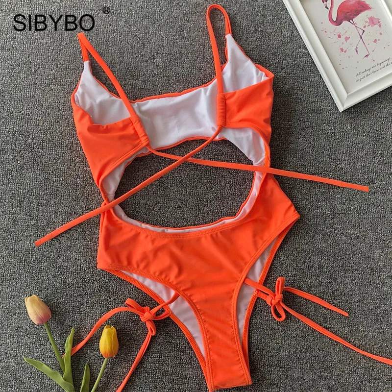 Женское боди с вырезами и пуш-ап Sibybo, обтягивающий боди-комбинезон без рукавов и с открытой спиной на бретельках с бандажом для пляжа на лето