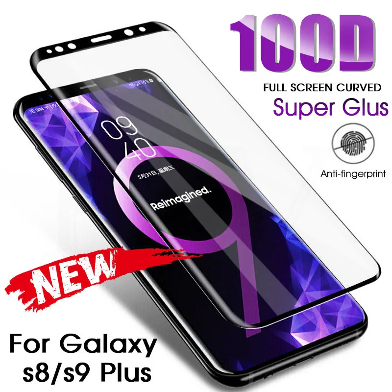 100D полностью изогнутое закаленное стекло для samsung Galaxy S8 S9 Plus Note 9 8 Защитная пленка для экрана samsung A8 A6 S7Edge