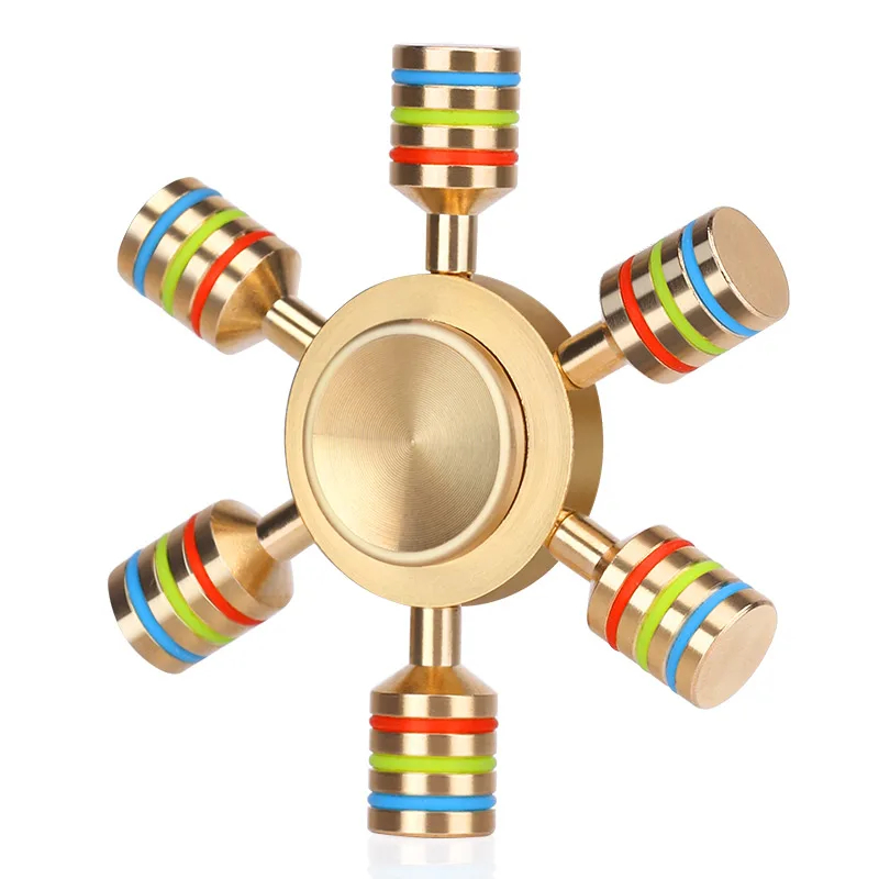 

Hot Sale Hand Spinner Rainbow Fidget toys Spinner Metal Finger Spinner 6 Arm Hand Spinner Brass Anti Relieve Stress Toy Spiner