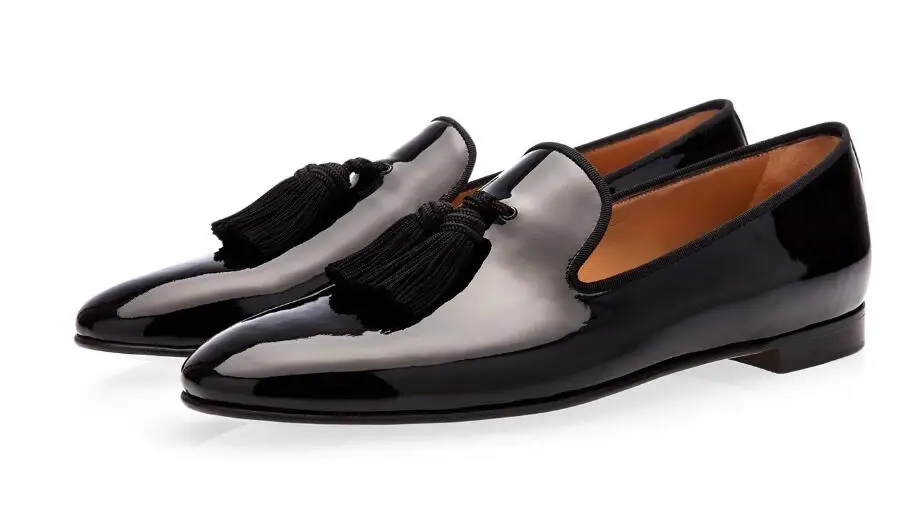 Fashion Men's Shoes Fringes Loafers Patent Suede Leather Flats Tassel Casual Men Party Dress Slippers Eu size 39-46 | Обувь