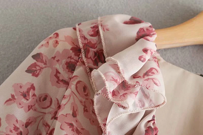 Boho женские комбинезоны кружева с цветочными рисунками короткие гофрированное обернутое летнее коcтюм с длинными рукавами Свободный женский вырез с оборками комбинезон