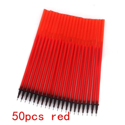 50pcs red 28 шт./лот Kawaii стираемая ручка, набор стержней 0,38 мм стираемая ручка, синие Черные чернила, сменные офисные школьные принадлежности - Цвет: 50pcs red