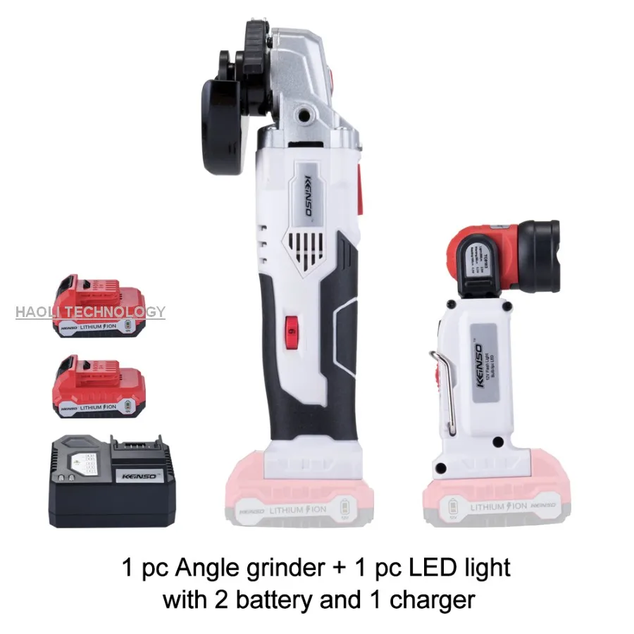 TWO Battery X Tools NEWON 12 в беспроводной электрический литиевый Электроинструмент угловая шлифовальная машина и фонарик лампа портативный Перезаряжаемый комбинированный комплект с батареей - Цвет: TWO Battery X Tools