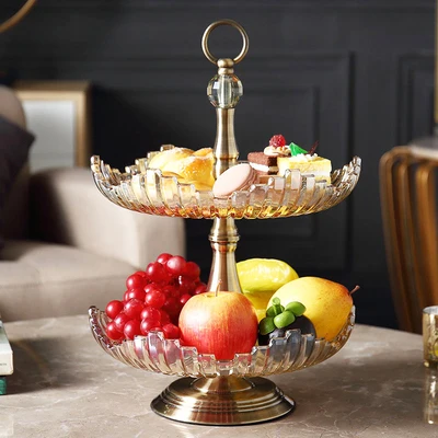 candy plate 30x41cm Европейский высококачественный хрустальный стеклянный двухслойный фруктовый поднос, блюда для тортов, тарелка для конфет, домашний декор, столовая посуда, аксессуары - Цвет: candy plate 30x41cm