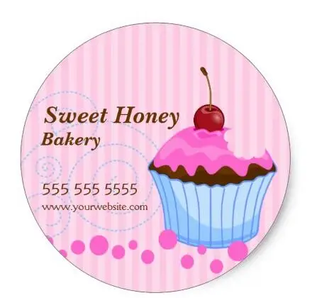 

1.5inch Cute Cupcake With Cherry Bakery Stickers 3