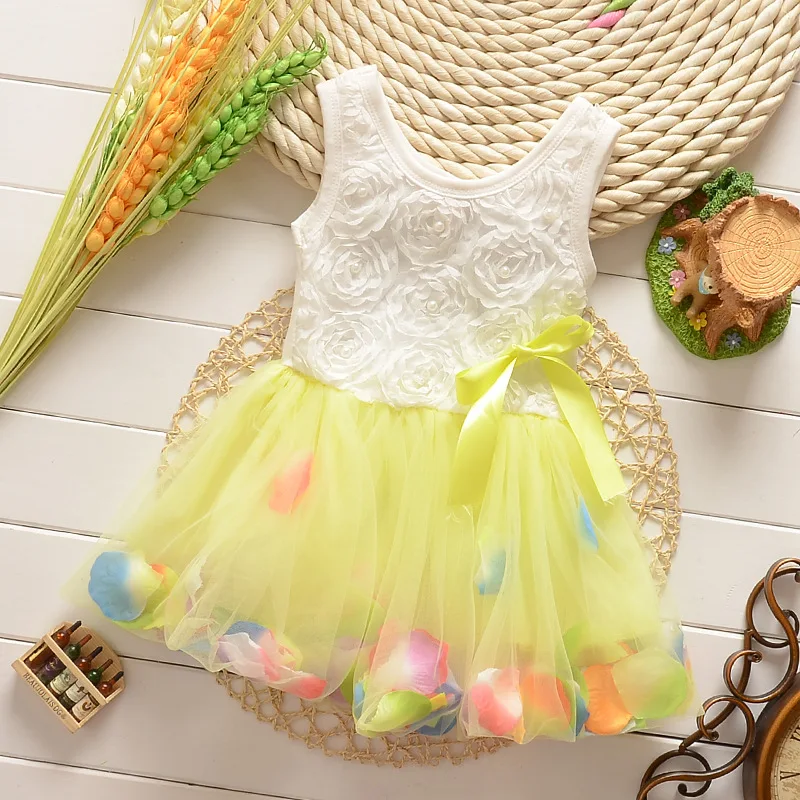 Платья для девочек лето 2018 детское платье принцессы бутик с лепестками милая