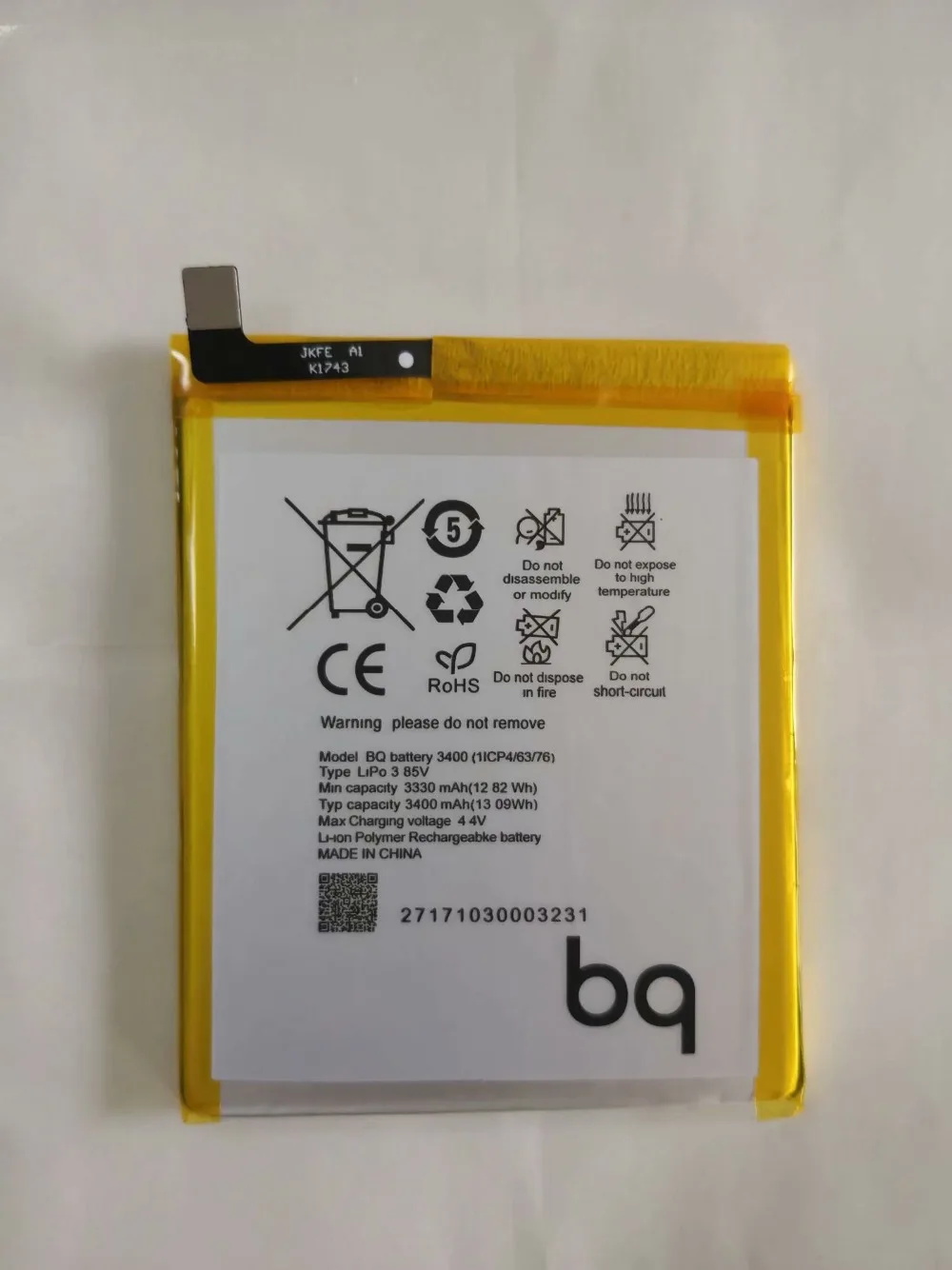 Аккумулятор 3400 для BQ Aquaris V PLUS (1ICP4/63/76) Bateria 3400mAh|Аккумуляторы мобильных телефонов| |