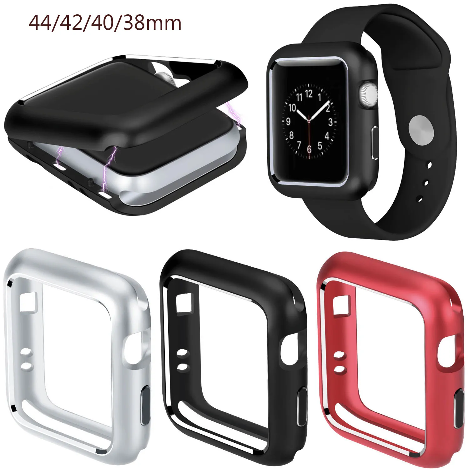 Магнитный чехол для Apple Watch 4/3/2/1 защитный с алюминиевой металлической рамкой 40 мм
