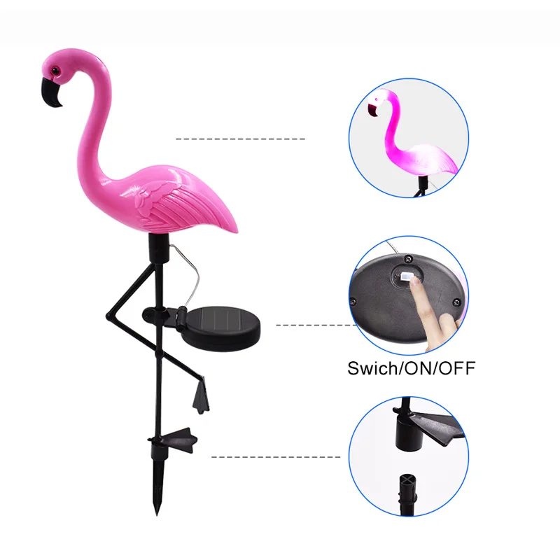 Солнечные Фламинго лужайка лампа садовый декор солнечные огни