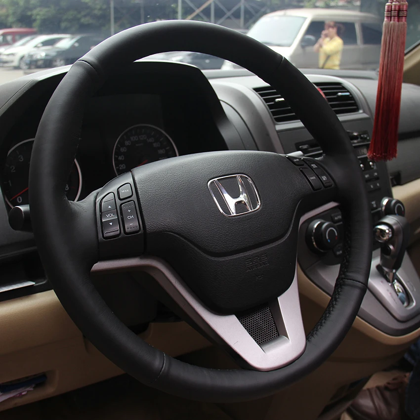 

Case for Honda CRV 2007-2011 Steering wheel covers Car styling DIY genuine leather Anti-slip breathable covers