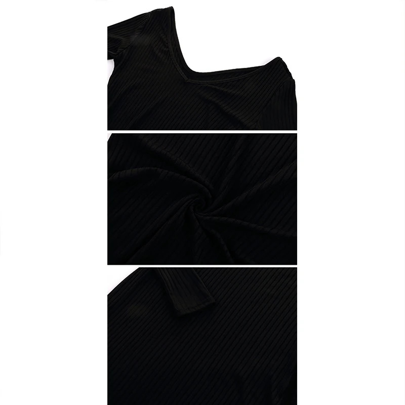 

2018 Autumn New Women Dress Sexy V Neck Low-Cut Long Sleeve Comfortable Stripe Cloth Knitted Dress