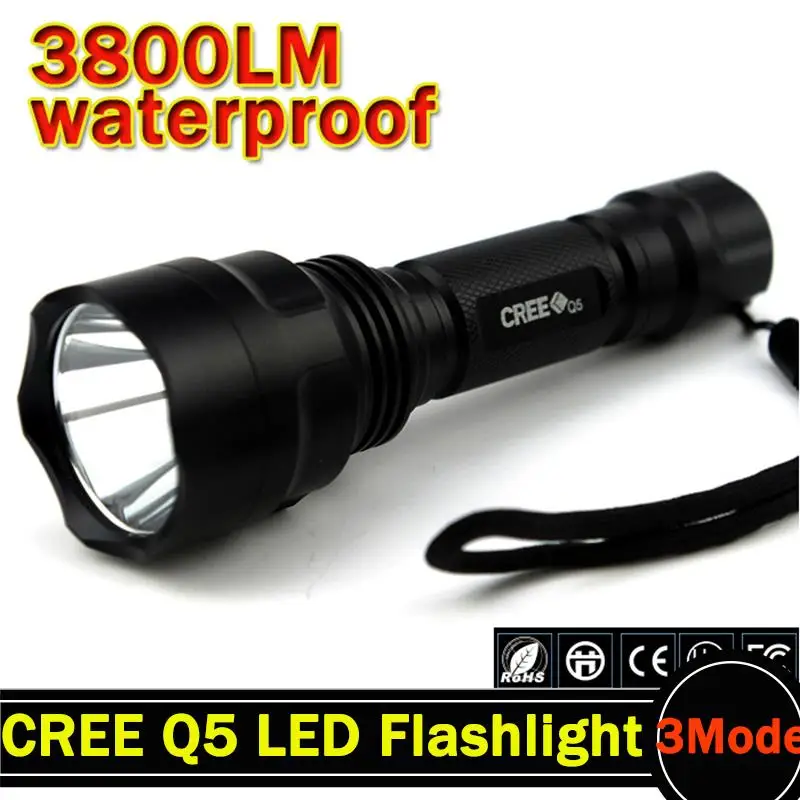 3800lm C8 светодиодный фонарик охотничий фонарь Q5 nitecore Водонепроницаемый для 1x18650