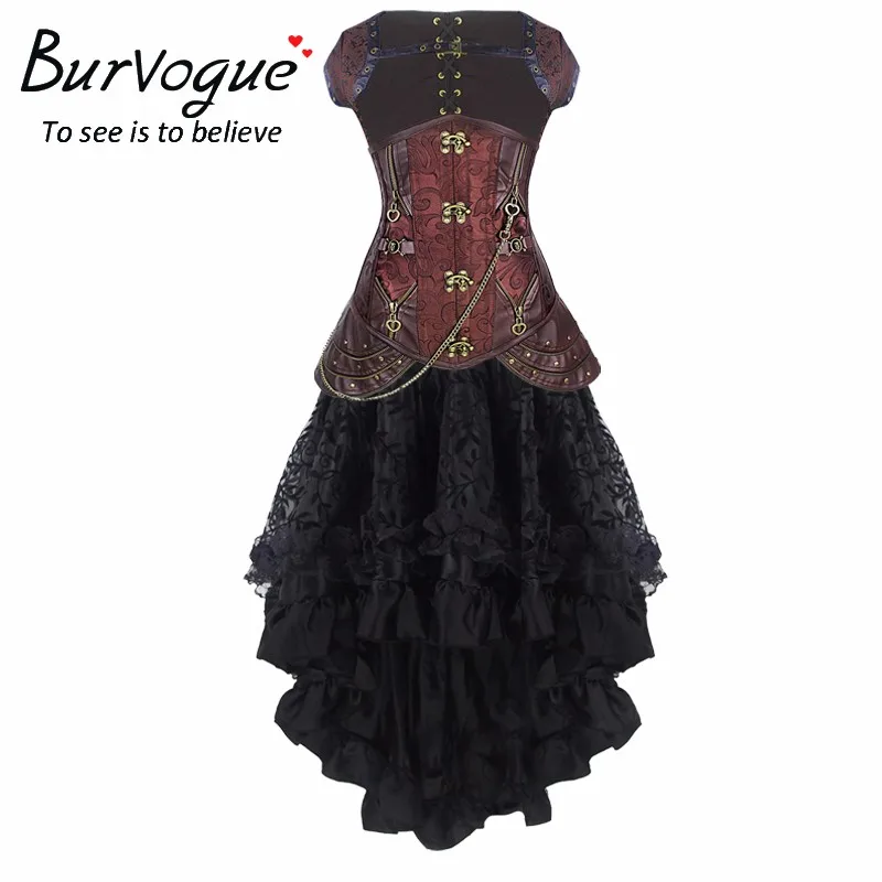 Burvogue стимпанк корсет платье для женщин Винтаж Готический кружево Топ