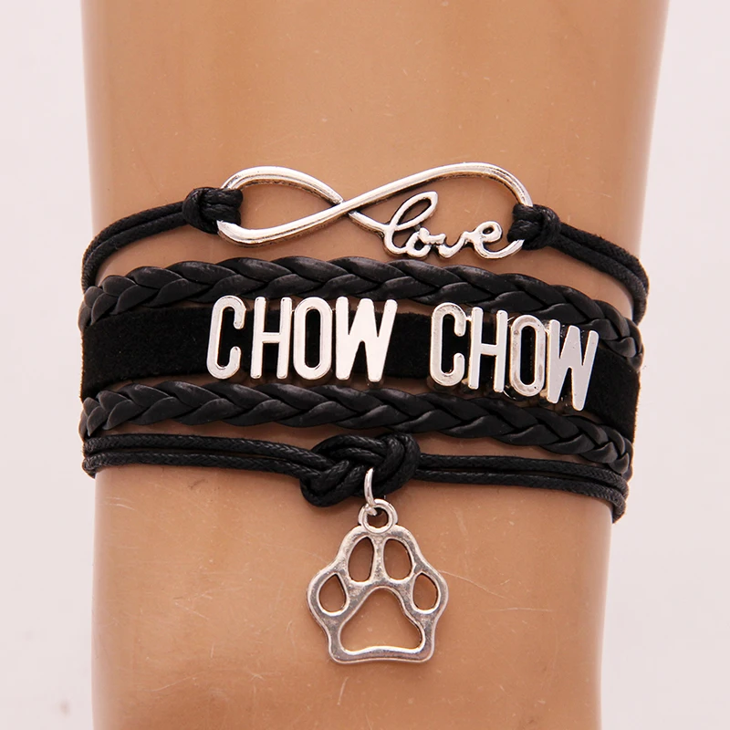 Браслет Infinity Love Chow подвеска собачья лапа породы щенков плетеный браслет