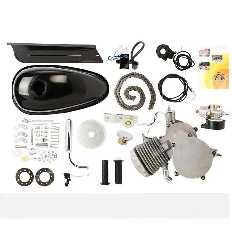 Новый двухтактный велосипедный моторизованный двигатель 80 куб. См Серебряный