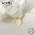 Женское винтажное ожерелье-кулон INZATT из настоящего серебра 925 пробы с круглым компасом, изящная Подарочная бижутерия золотого цвета в стиле бохо, 2019