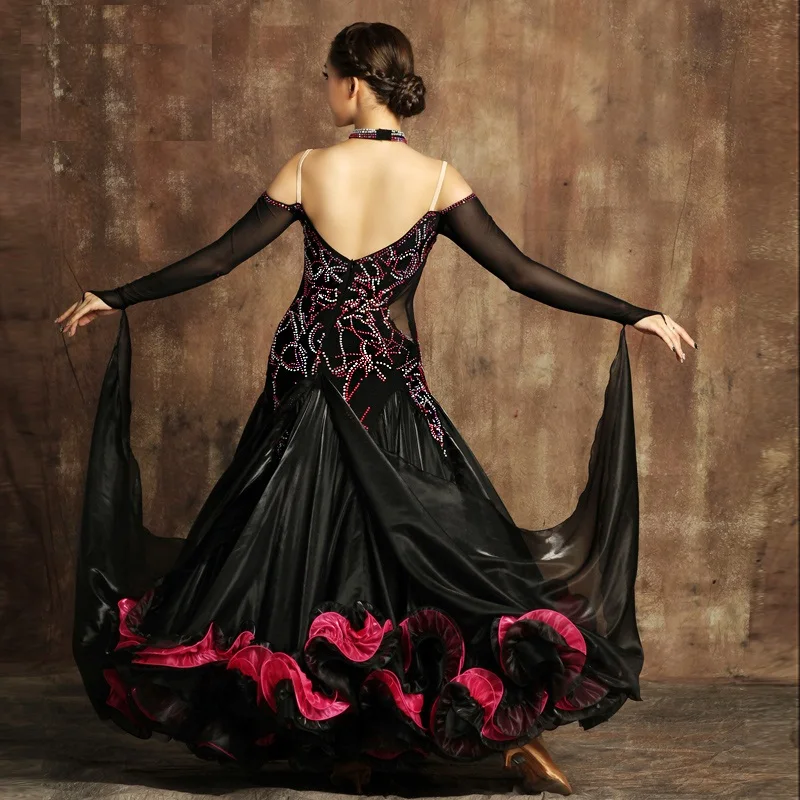 Изысканный горный хрусталь бальных танцев Dress ES standard бальные танцы одежда