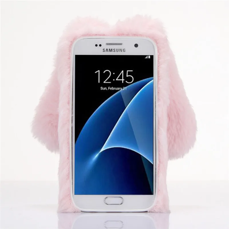 Sixeve роскошные меховые 3D Кролик Силиконовый чехол для Samsung Galaxy S6 S7 край S8 плюс S6edge S7edge крышка сотового телефона для Samsung S8Plus