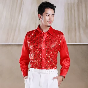 Мужская рубашка, блестящая, с блестками