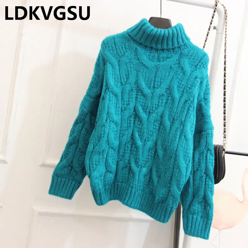 Фото Thicken Twisted High Collar Sweater Women's Pullover Loose Korean Large Size Tide 2018 Autumn Winter Is1254 Женская одежда Thicken Twisted High Collar Sweater Women's Pullover Loose Korean Large Size Tide 2018 Autumn Winter Is1254 Женская одежда