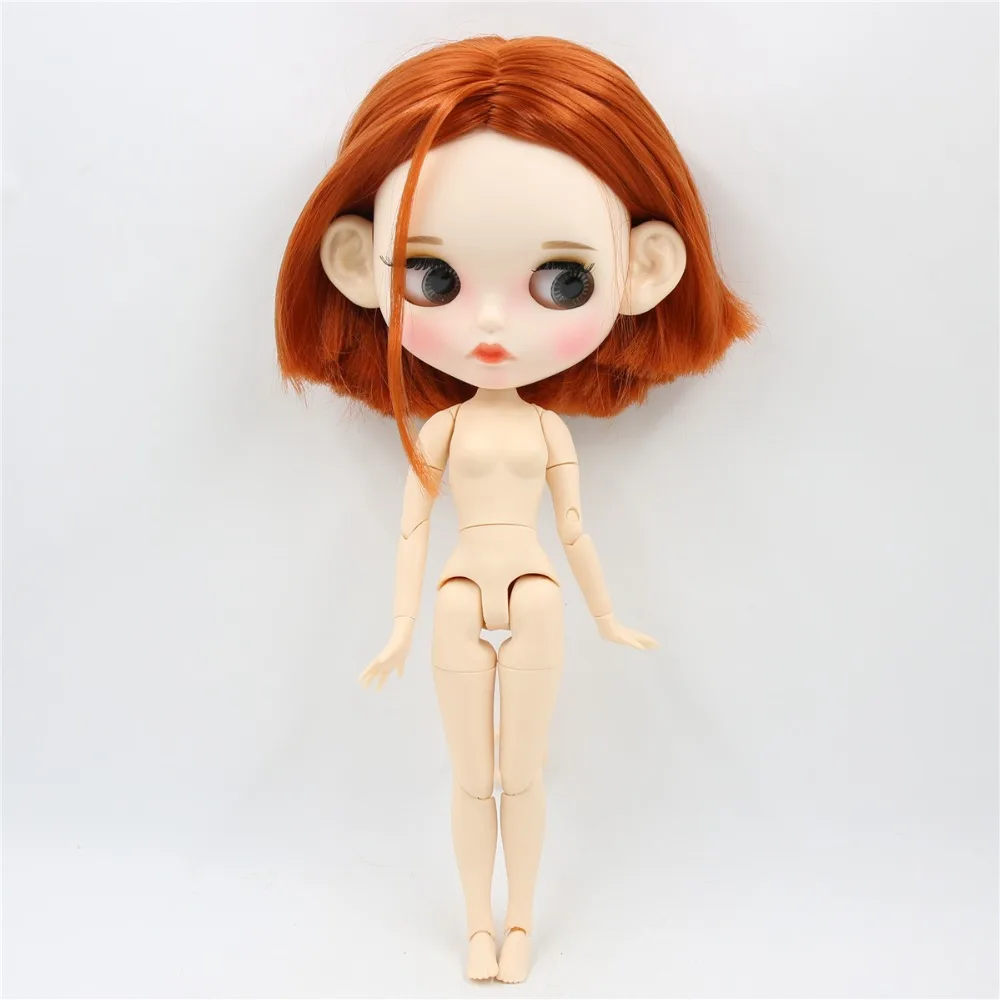 Ледяная фабрика blyth кукла 1/6 bjd белая кожа сустава тела короткие красные коричневые волосы, новое матовое лицо резные губы с бровью 30 см BL232