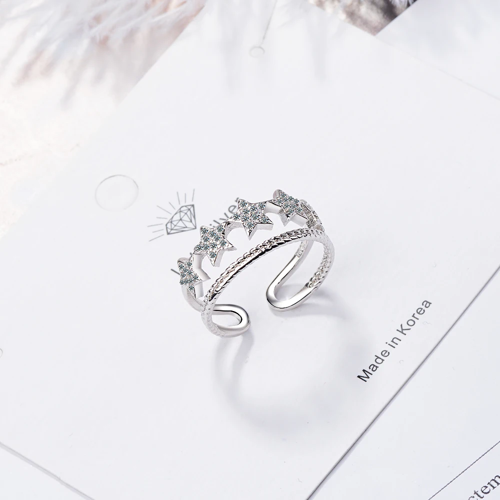 Женское регулируемое кольцо ModaOne AAAAA из стерлингового серебра 925 пробы с двойной