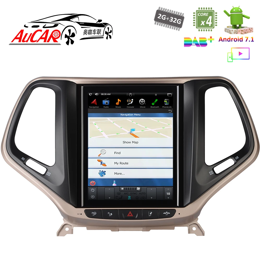 Android 7 1 10 4 "Тесла стиль для Jeep Cherokee GPS многофункциональный 2014 DVD плеер Bluetooth радио