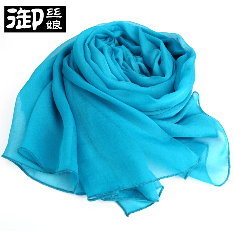 Royal silk Ньянг 2016 полноценно шелковый шарф женский Пашмины павлин синий весной и