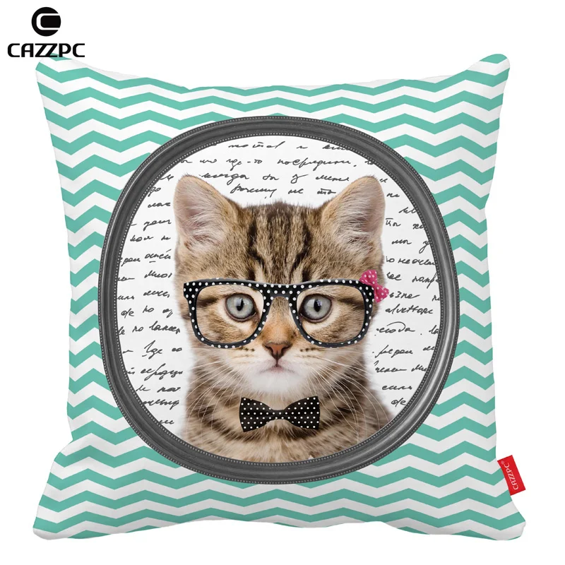 Милый Кот черные очки в белый горошек Аквамарин шевронным принтом декоративные