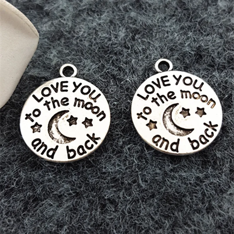 20 шт./лот 18 мм ювелирные аксессуары древняя серебряная надпись love you to the moon и back