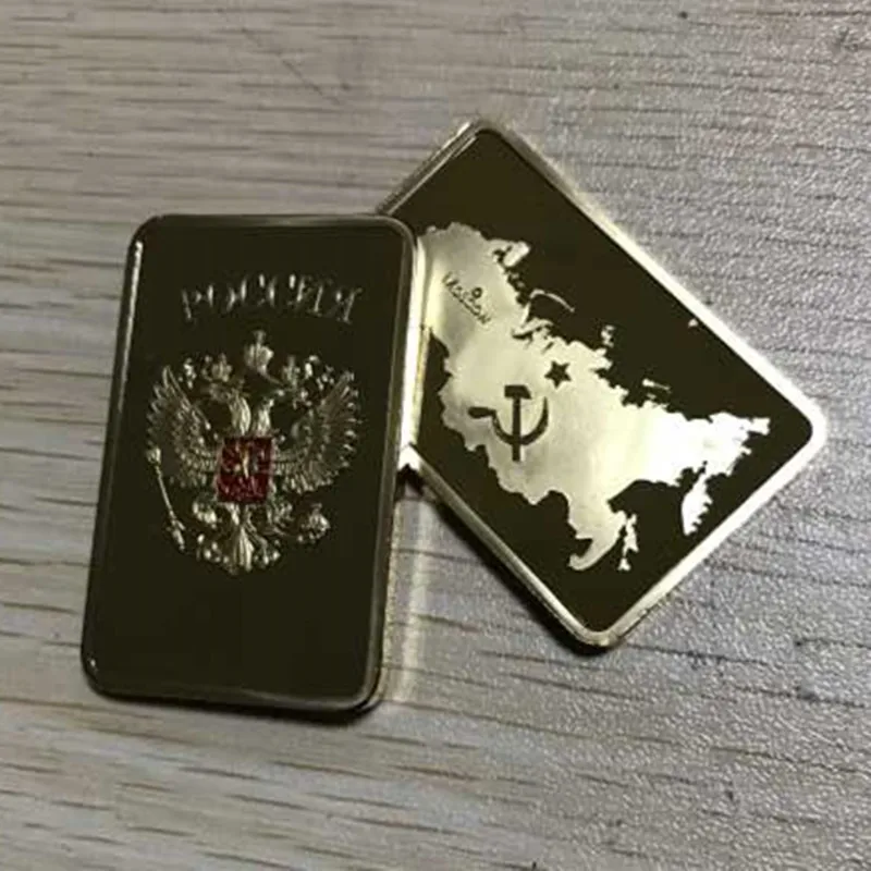 Штанга для Карты России 1 унция 50x28 мм 24 К с настоящим золотым покрытием русские