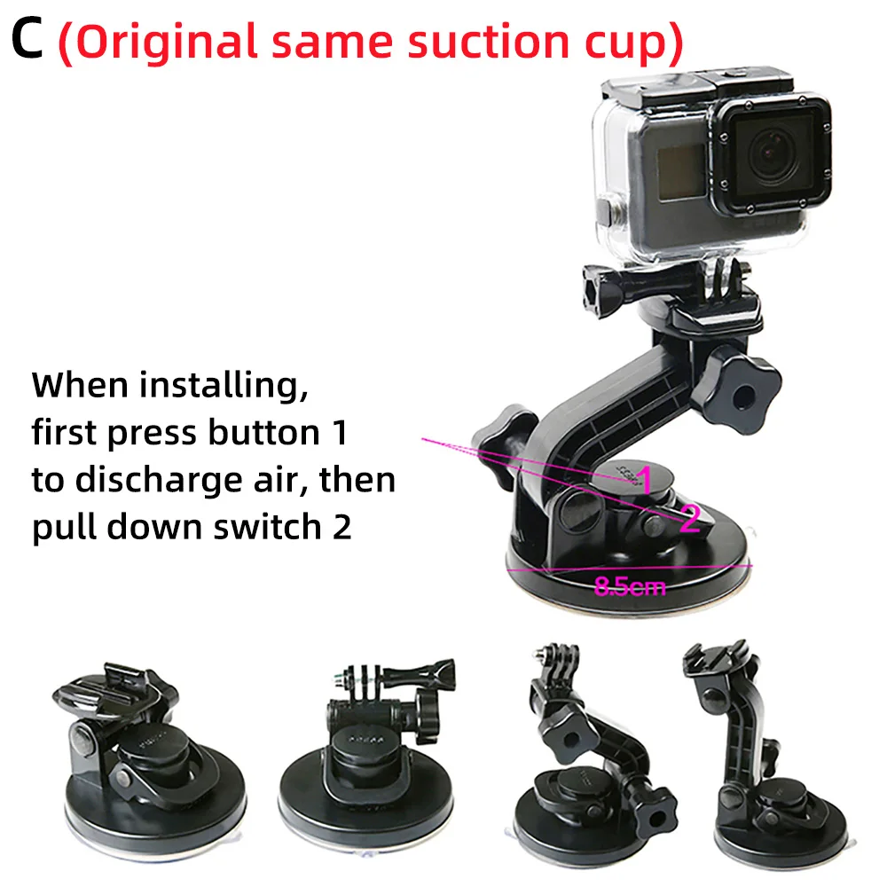 RuigPro автомобильный адаптер на присоске оконный стеклянный Штатив для GoPro Hero 8 7 6 5 4 для sjcam Xiaomi yi аксессуары для экшн-камеры GP61 - Цвет: Package 3
