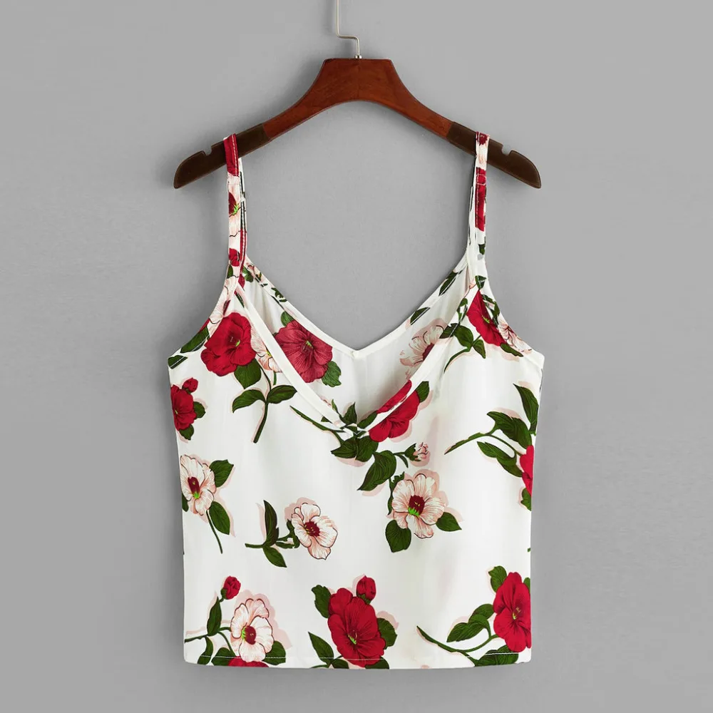 Женский s короткий топ сексуальный цветочный принт Роза кроп повседневные топы
