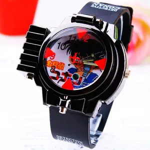 Новинка 2016, детские модные часы с красной линисветильник, подарок с лазером Conan, детские часы, медные лазерные наручные часы для мальчиков, спортивные часы для мальчиков