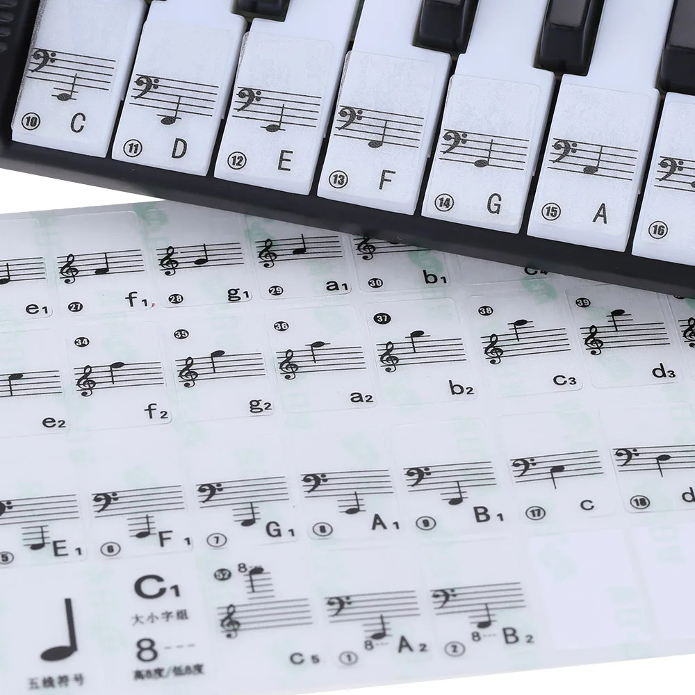 Прозрачная наклейка на клавиатуру пианино 49/61 клавиш электронная клавиатура 88