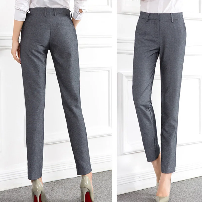 Женские деловые брюки брюки-карандаш для офиса черного и серого цвета размера